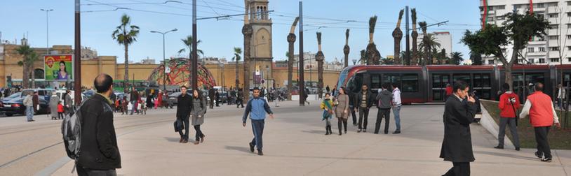 Tramvaj v maroški Casablanci, uporaba dekorativnih in tiskanih betonov na površinah